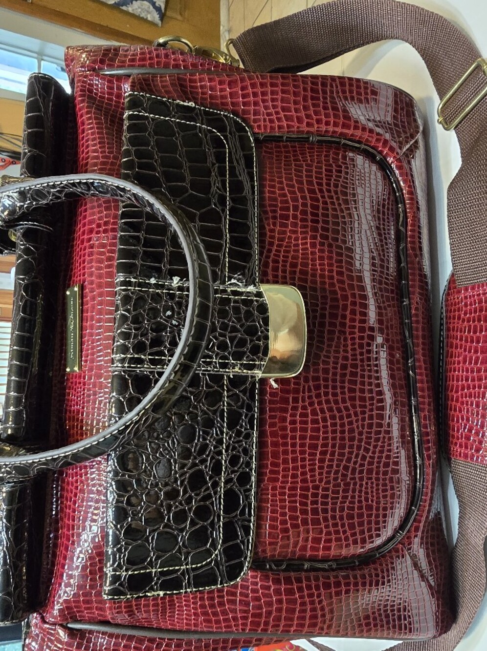 Samantha Brown Croc-Embossed Large Travel Bag